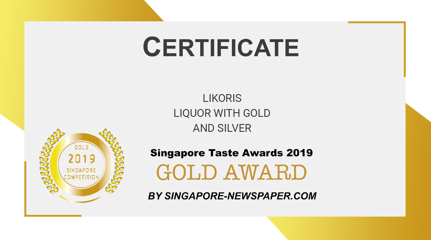 Certificado Singapore 2019